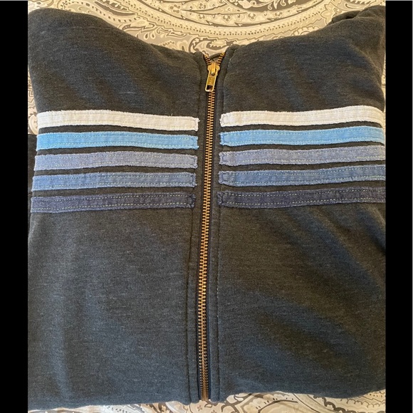 Aviator Nation Charcoal Hoodie Blue Striped M - Picture 8 of 11